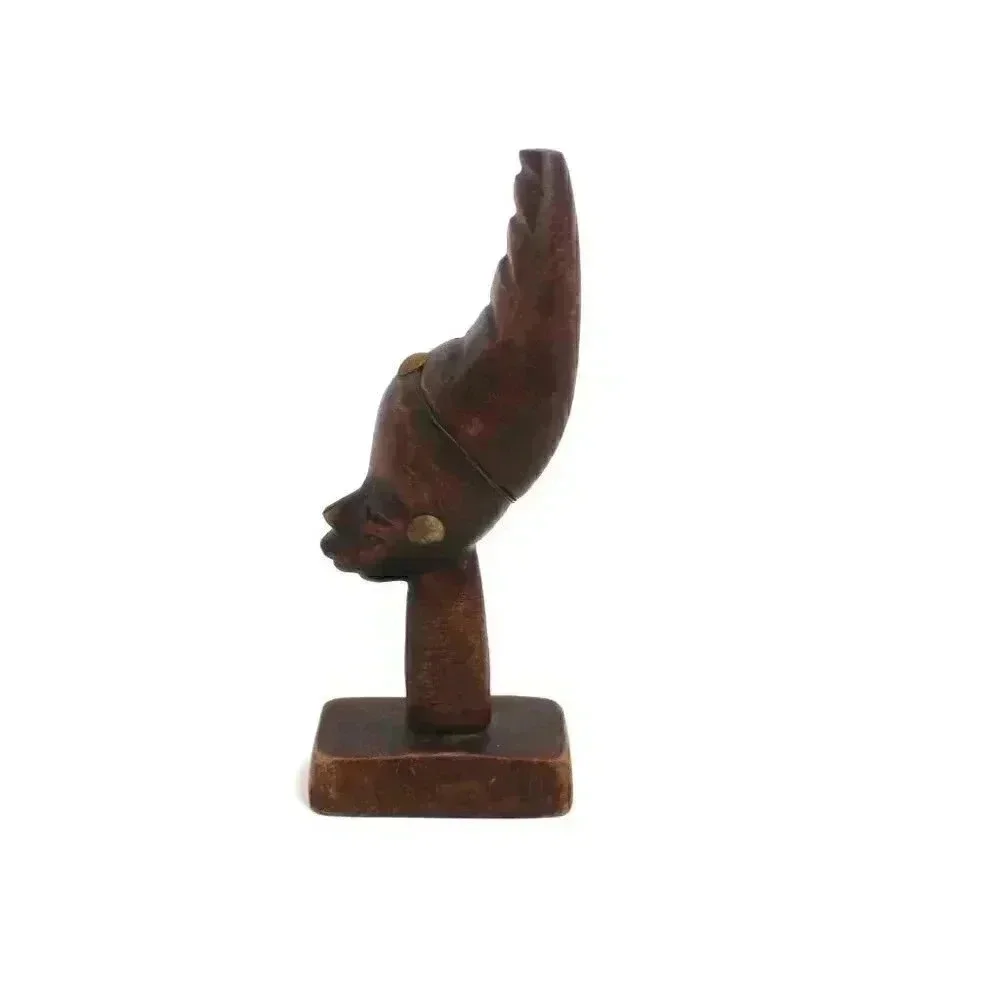 Vintage Women African Tribal Art EBONY Wood Carving Statue